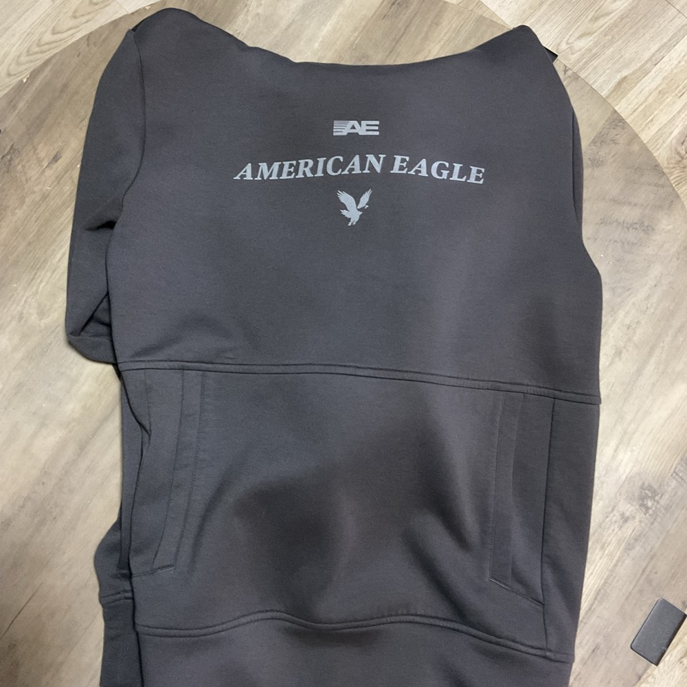 American Eagle Outfitters Black Pullover Hoodie with Logo - Picture 6 of 6